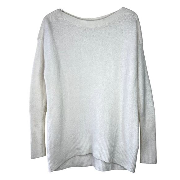 Anthropologie Naomi Sweater Merino Wool Blend White Pullover Boat Neck SMALL - Picture 1 of 7